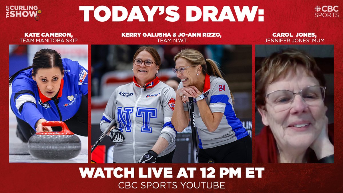 THAT CURLING 🥌 SHOW DRAW Absolutely jammed show to set up the Scotties playoffs -- and talk about all the drama getting to this point. A lot of laughs, maybe some tears, stories and memories upcoming. Watch live here at 12pm ET/10am MT: youtube.com/watch?v=QcWQwf…