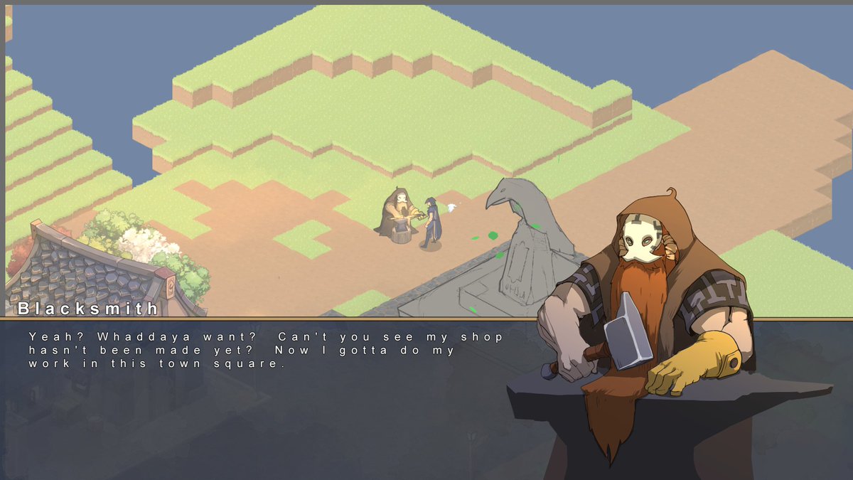The blacksmith is an essential NPC in Featherborn! Watch for the kickstarter this summer!