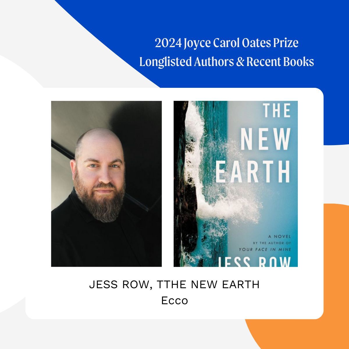 Congratulations to Jess Row. NPR calls 'Row's novel about an American family that has imploded, one that's broken, possibly irretrievably...is a stunning book, a high-wire balancing act that tries to do a lot — and succeeds.'