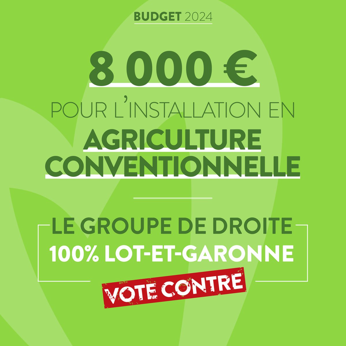 Lors de la dernière session du Conseil départemental, nous avons soumis au vote plusieurs mesures pour aider les agriculteurs 🧑🌾 ❌100% Lot-et-Garonne a décidé de voter CONTRE ce régime d'aide...soit ! ✅Mais rassurez-vous ! La Majorité départementale a voté POUR !