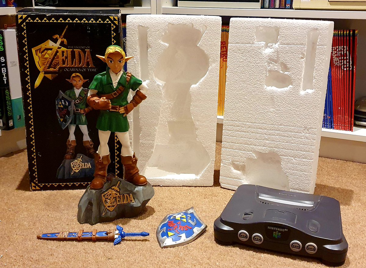 Possibly the rarest official Legend of Zelda merch there is, here's my statue of Link from Ocarina of Time.

Made by Studio Oxmox, only 300 of these were produced and sold at the 1997 E3 Event as a promotional item for OoT.

How many still exist, boxed, I have no idea.