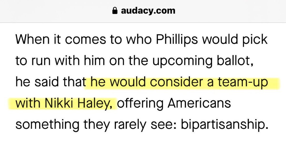 Of course he would. Nikki Haley is a Democrat. 

#DeanPhillips #NikkiHaley