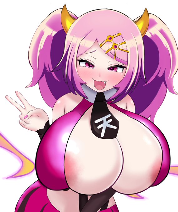 サキュバスチアコスのテンシさんの破壊力がすごすぎてノリで描きましたデカすぎてもはや土地代かかるレベル 