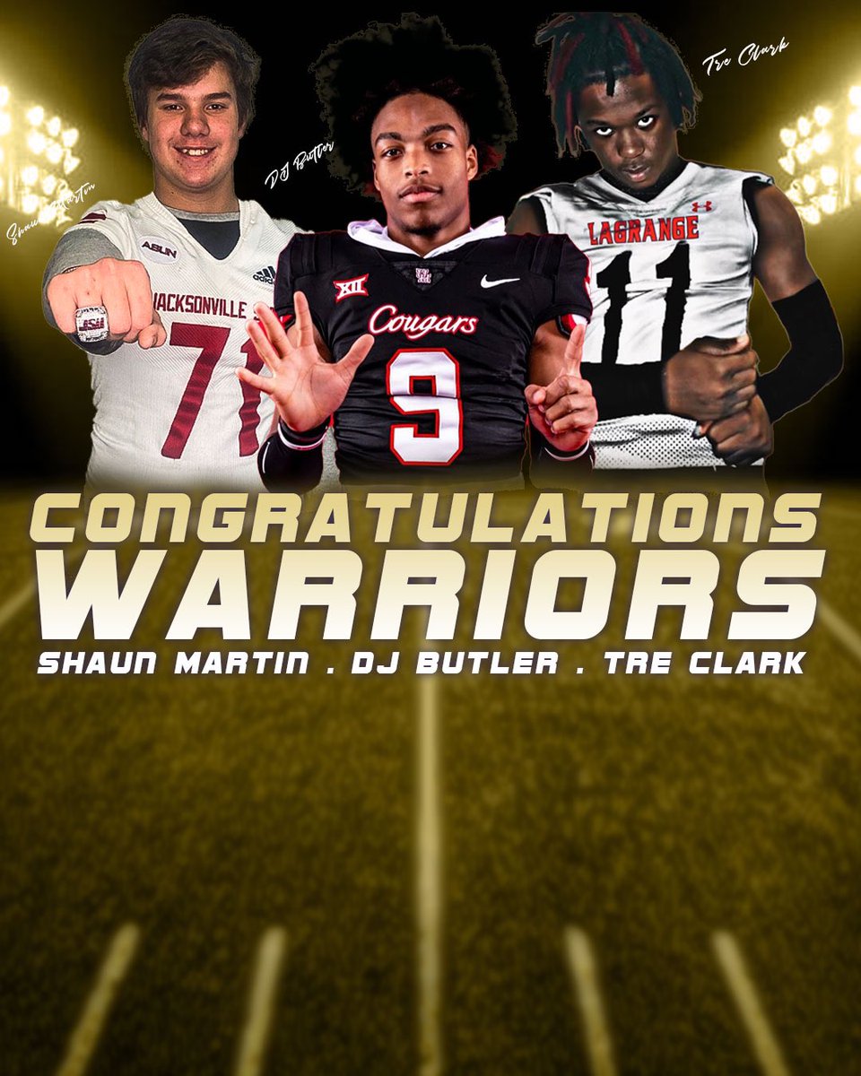 Davidson Warrior Football ๐ (@thedwarriors) on Twitter photo ๐ Congratulations to our Warriors, for earning opportunities at the next level!
RB <a href="/cert_dbj/">Derrick "DJ" Butler</a> to <a href="/UHCougarFB/">Houston Football</a>
OL <a href="/TheShaunMarti71/">TheShaunMartin71</a> to <a href="/JaxStateFB/">Jax State Football</a>
DB <a href="/Clark_Halbert11/">Halbert Lee Clark lll</a> to @LCPanthers_FB
#davidson #warriors #warriornation #collegefootball ๐ Congratulations to our Warriors, for earning opportunities at the next level!
RB <a href="/cert_dbj/">Derrick "DJ" Butler</a> to <a href="/UHCougarFB/">Houston Football</a>
OL <a href="/TheShaunMarti71/">TheShaunMartin71</a> to <a href="/JaxStateFB/">Jax State Football</a>
DB <a href="/Clark_Halbert11/">Halbert Lee Clark lll</a> to @LCPanthers_FB
#davidson #warriors #warriornation #collegefootball