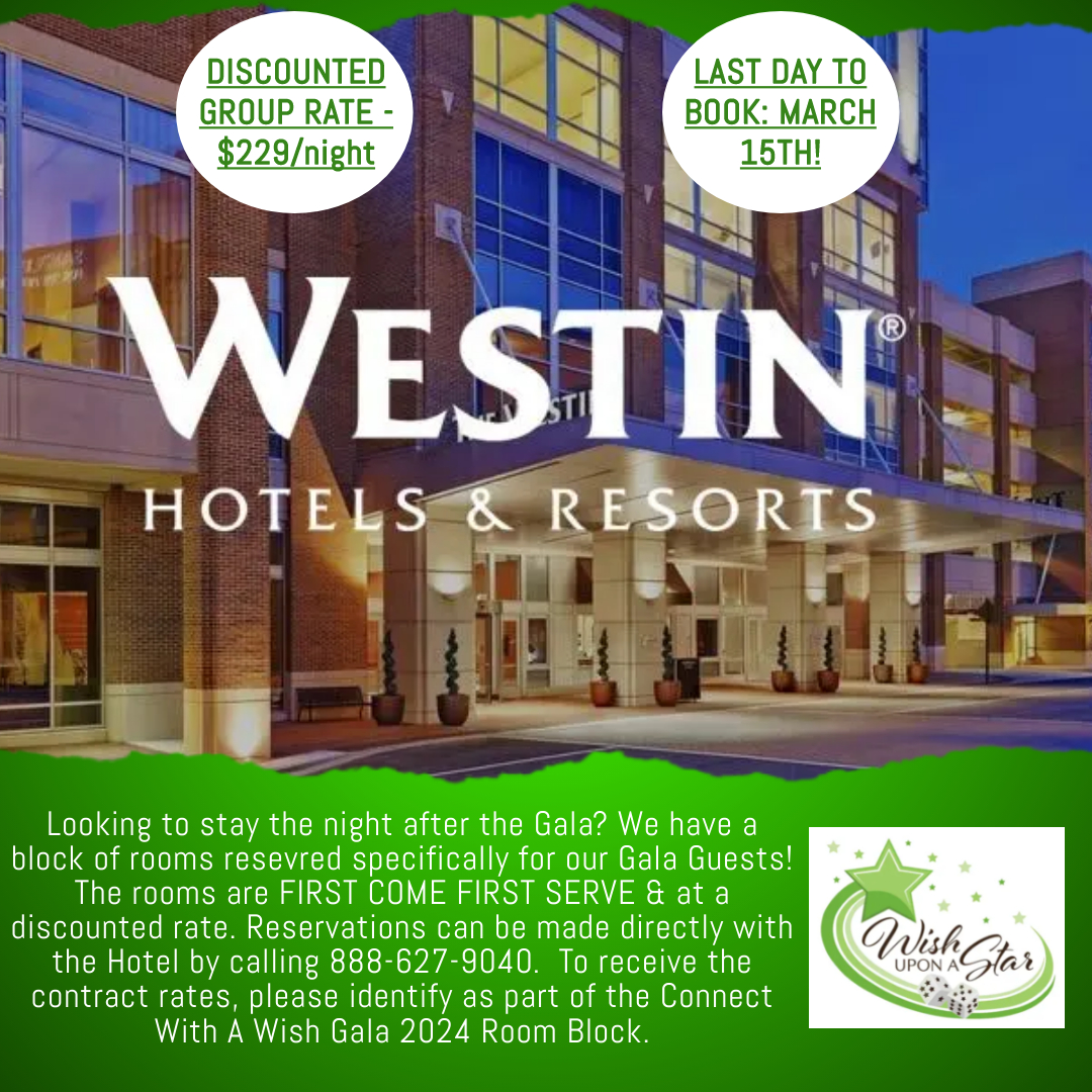 Looking to stay the night at The Westin Virginia Beach Town Center after the Gala? There are rooms available on a first come, first served basis at a discounted rate! See flyer for booking by phone! OR follow this link marriott.com/event.../reser…... to book your room online!💚🎰🎲