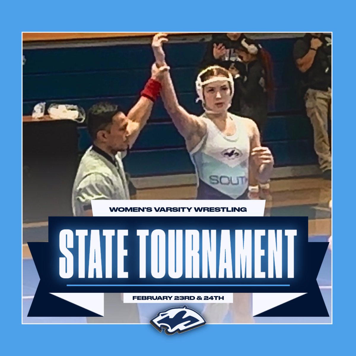 Today: The Womens' State Tournament begins.

Focused, determined, ready. 🐾

Wrestling begins at 9:00 AM.