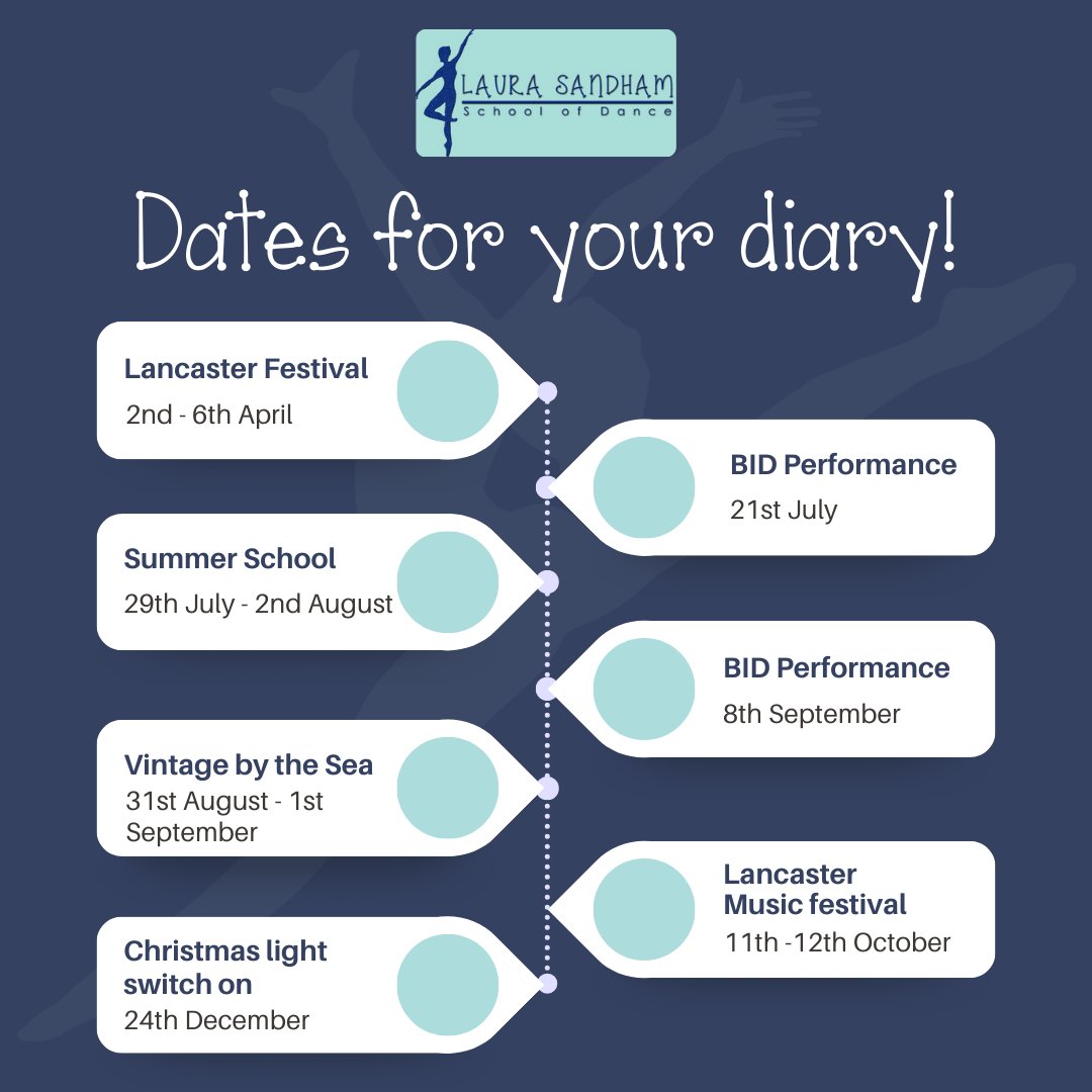 LSSchoolOfDance's tweet image. Dates for your diary! 📖 💃

We hope to see you there! 🤩
-
#LauraSandhamSchoolOfDance #DanceClassesforKids #DanceClasses #Morecambe #DanceLessons