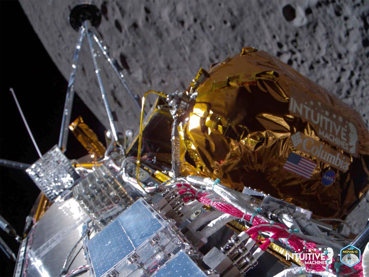 thehill's tweet photo. Odysseus makes historic lunar landing: "Welcome to the moon" https://t.co/yRfxnBpY2d https://t.co/uC8AmAqSmD