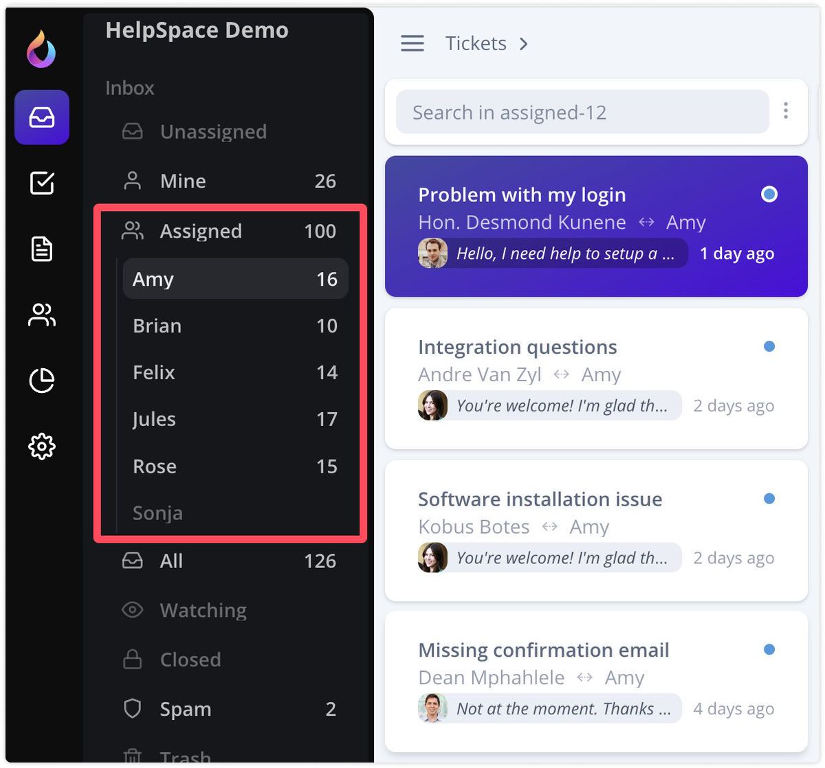 We've just rolled out an enhancement to your ticket overview experience! 🚀 Now, you can easily see all agents directly in the ticket menu, along with their open tickets. Identify who's handling what and ensures a more balanced distribution of tickets among your team. #teamwork