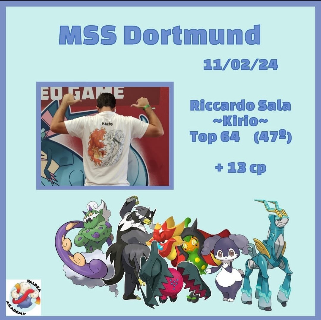 Dortmunt regional went not exactly as I expected. Regidrago saved me 1 time and missed 2 crucial meteors. Nice result in the side MSS. A good weekend with all the <a href="/PaldeaRuins/">Paldea Ruins</a>. Special Thanks to <a href="/CageVGC/">Davide Aondio</a> and all the Ruins that helped me.

Total +43cp

Head to London

#GoRuins