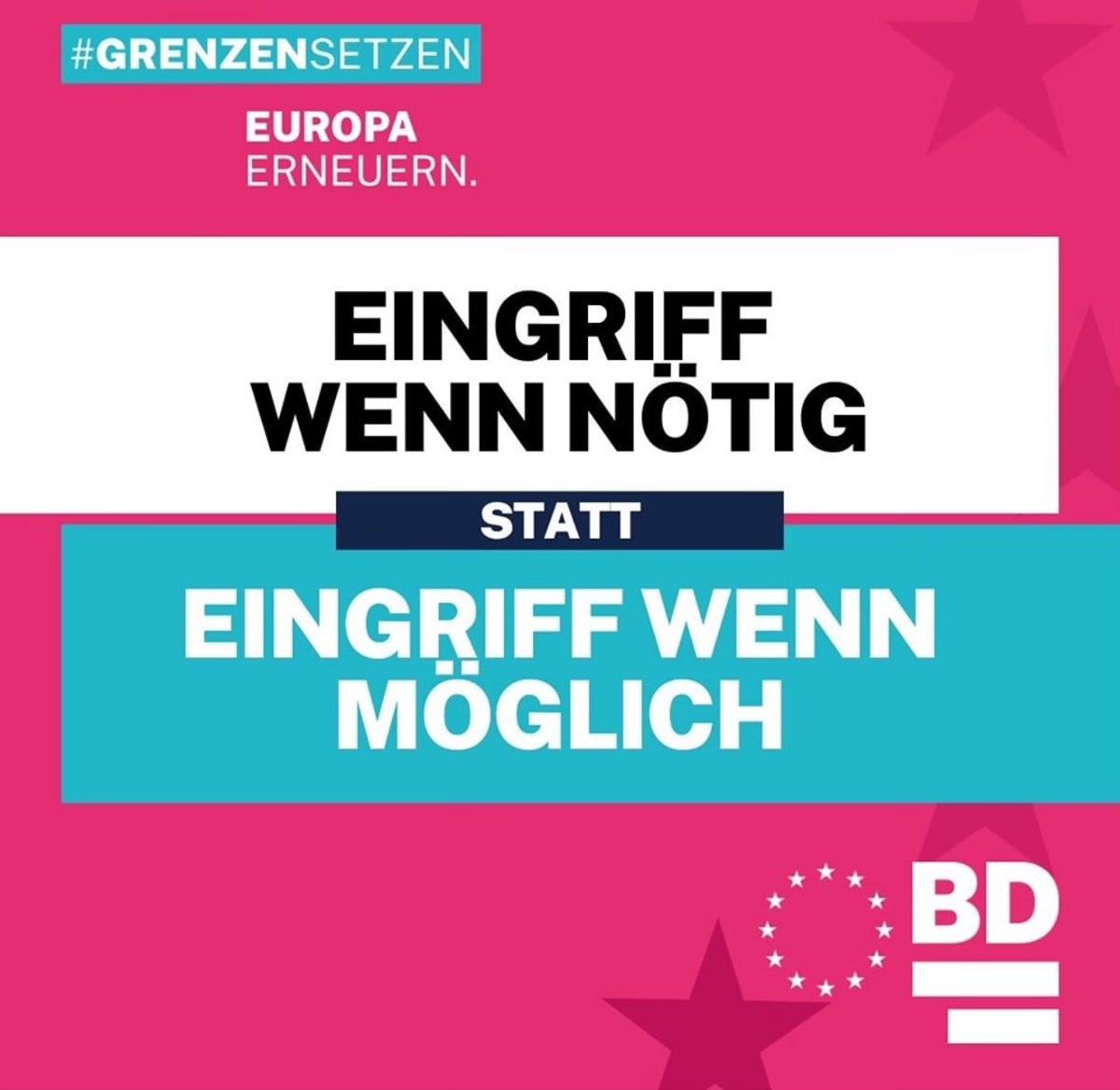 Los geht‘s … EU ja … aber nur dort, wo es unbedingt notwendig und sinnvoll ist!

#Wahlkampf
#Europawahl2024
#Subsidiarität
#GrenzenSetzen
#EuropaErneuern
#BündnisDeutschland

Spitzenkandidat: @L_P_Berg