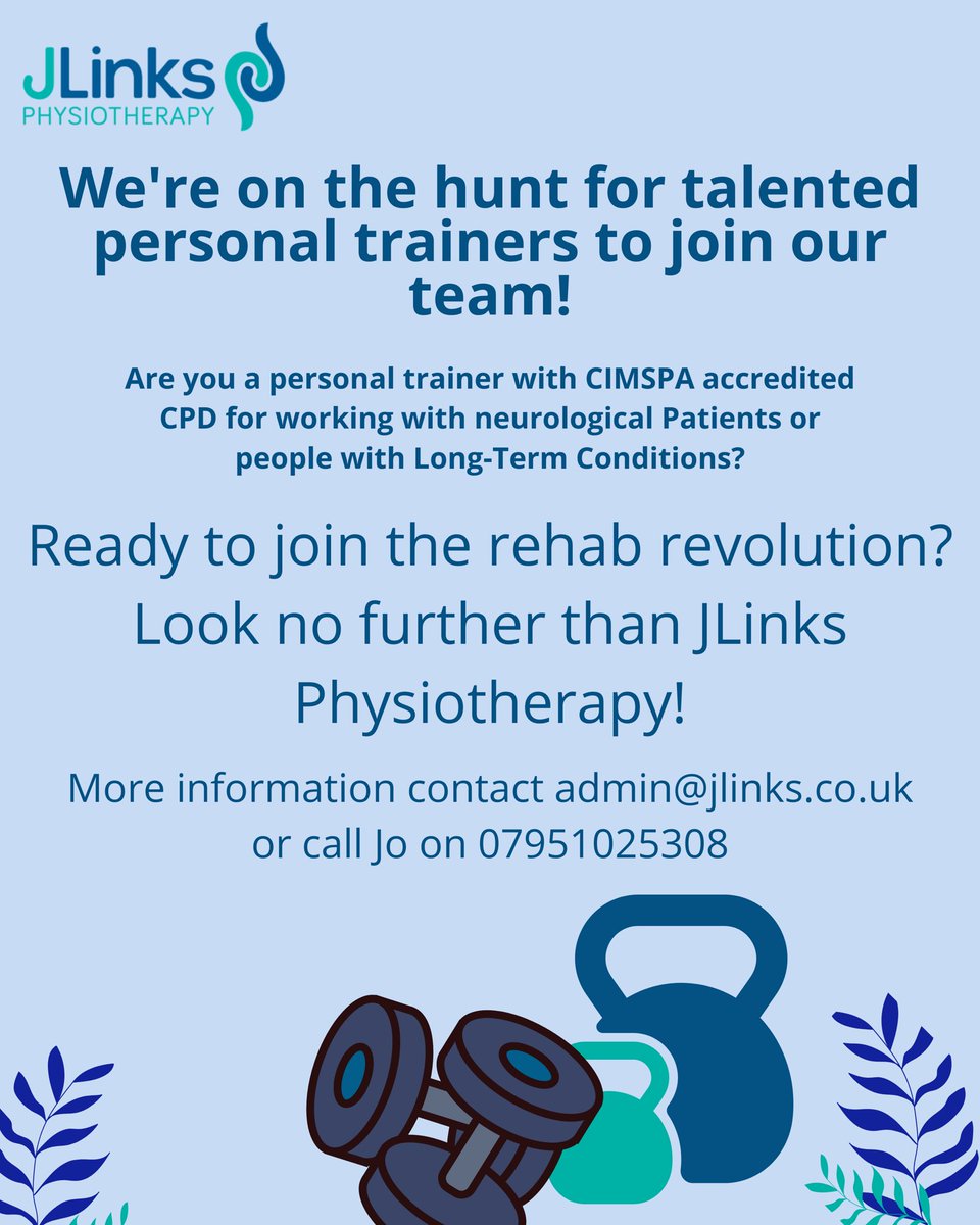 JLinksphysio's tweet photo. Please keep sharing to your network. #physiotherapyjobs #personaltrainer https://t.co/0KfLonKETB