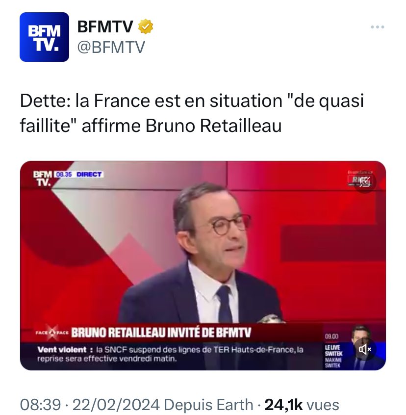 Suffit de nous prendre pour des cons Retailleau !!!! Cela n' a dérangé personne au sénat de se voter une augmentation de 700 euros par mois alors que la France est en quasi faillite !!!!! 😡