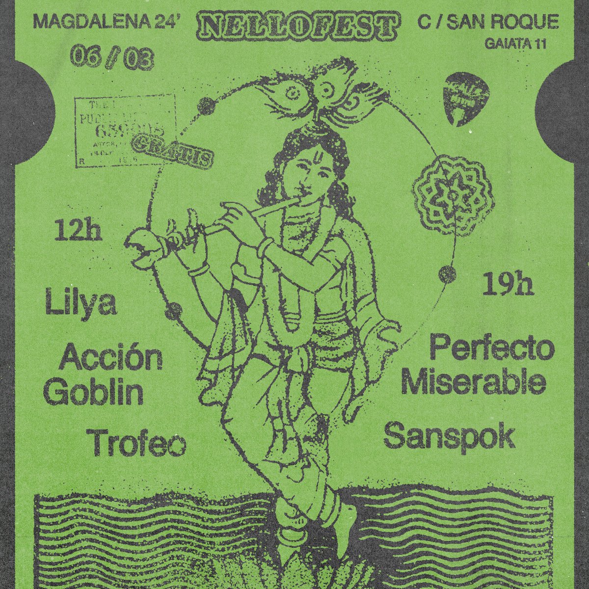 NELLOFEST // mgd 2024 // 06/03 // c/ san roque (gaiata 11) // a las 12h y a las 19h // forfri

nello se hace autónomo a partir de este evento. el miercoles de mgd a las 12h tocan Lilya, Acción Goblin y Trofeo. a las 19h, Perfecto Miserable y Sanspok. gratis carmen ¡¡GRATIS!!