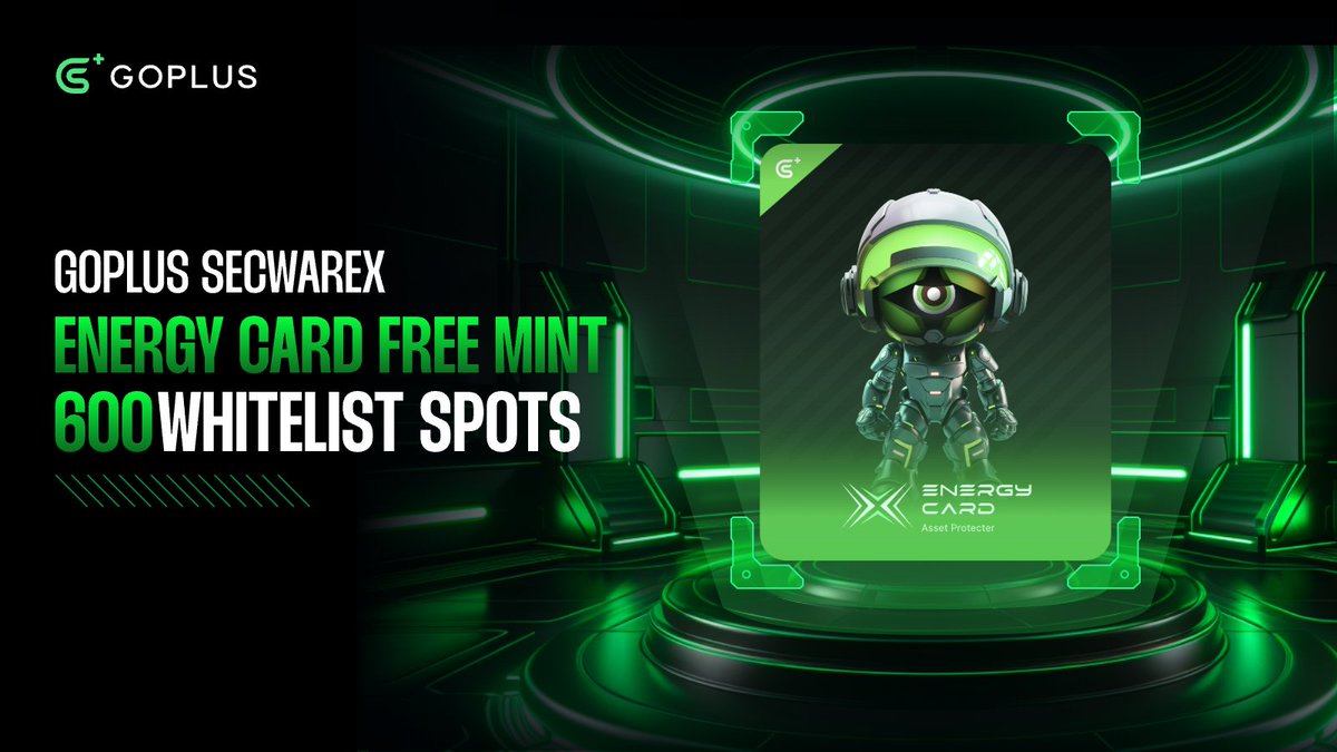 1/

Dive into the #SecWareX universe with our Energy Card on <a href="/Galxe/">Galxe</a>!

👉Unlock exclusive rights🤓

👉Invite friends to security missions &amp; earn more energy blocks💚

👉600 cards up for grabs🔥

galxe.com/goplussecurity…

📆 Ends March 3rd, 2024