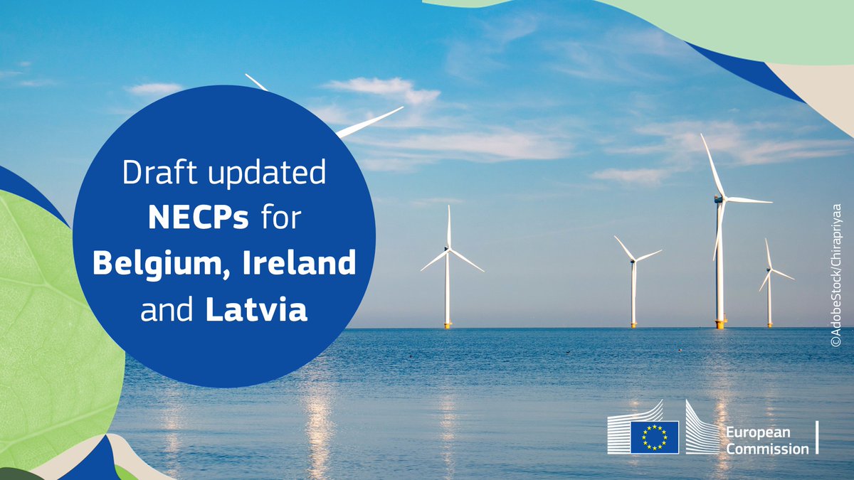 The EC 🇪🇺 published its assessments and of the draft updated #NECPs for Belgium 🇧🇪, Ireland 🇮🇪 and Latvia 🇱🇻 today.

They include recommendations on where these countries should raise their ambitions, in line with EU targets for 2030.

🔗 europa.eu/!kjyXn8

#EUGreenDeal