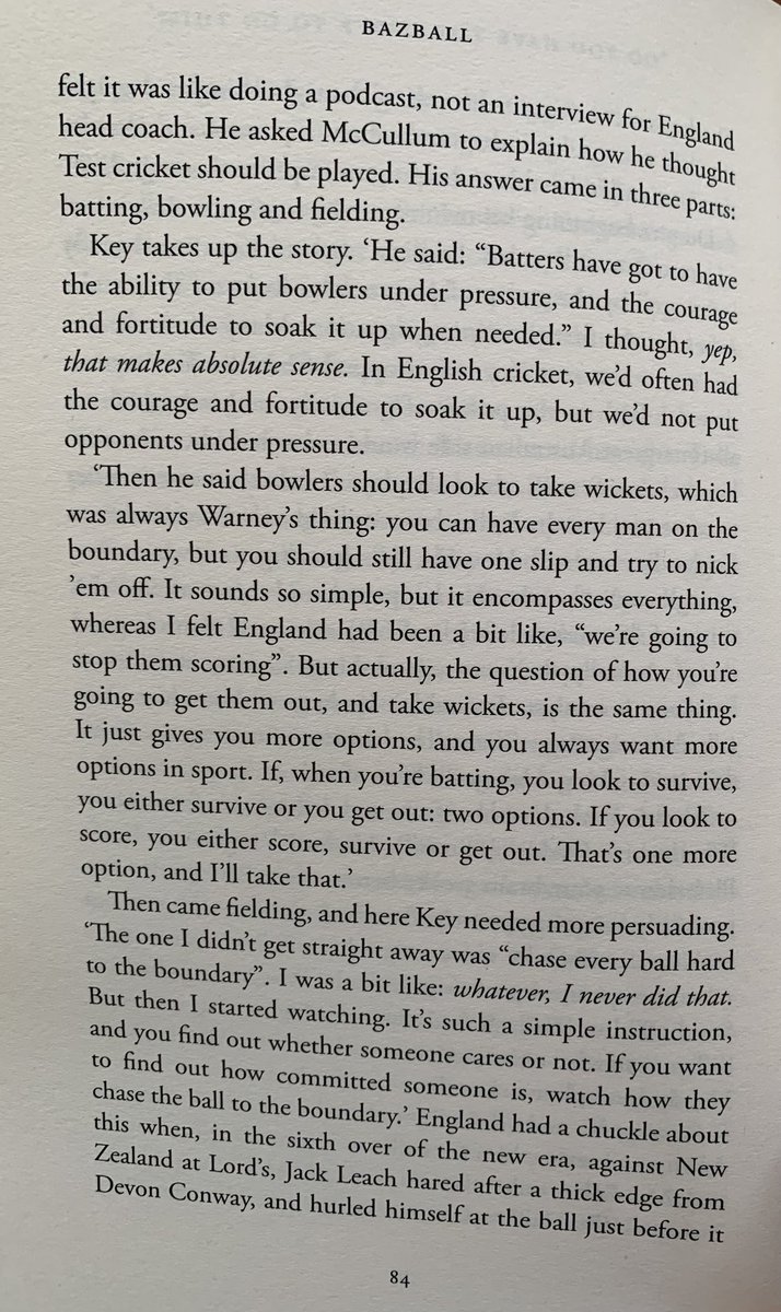 Here’s an excerpt from Bazball (my book with ⁦@NHoultCricket⁩), in which Rob Key explains how McCullum outlined his (very simple) philosophy when he was interviewed for the job. It’s not Root’s fault Bazball has been repeatedly mischaracterised as a slogger’s charter.