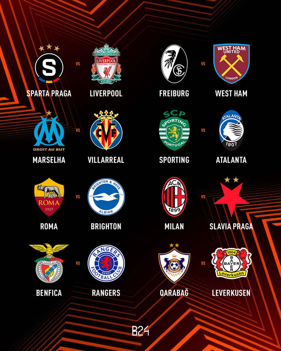 Definidos os oitavos de final da Liga Europa.