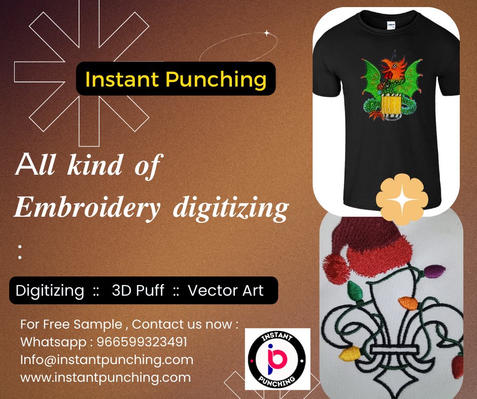instantpunching's tweet photo. Elevate your brand's presence with our exceptional embroidery and vector design services.

We provide top-notch embroidery and vector design services to help you create a brand for your product

For Free Sample , Contact us now :
Info@instantpunching.com
+966 59 932 3491 https://t.co/7maYSyxpyu