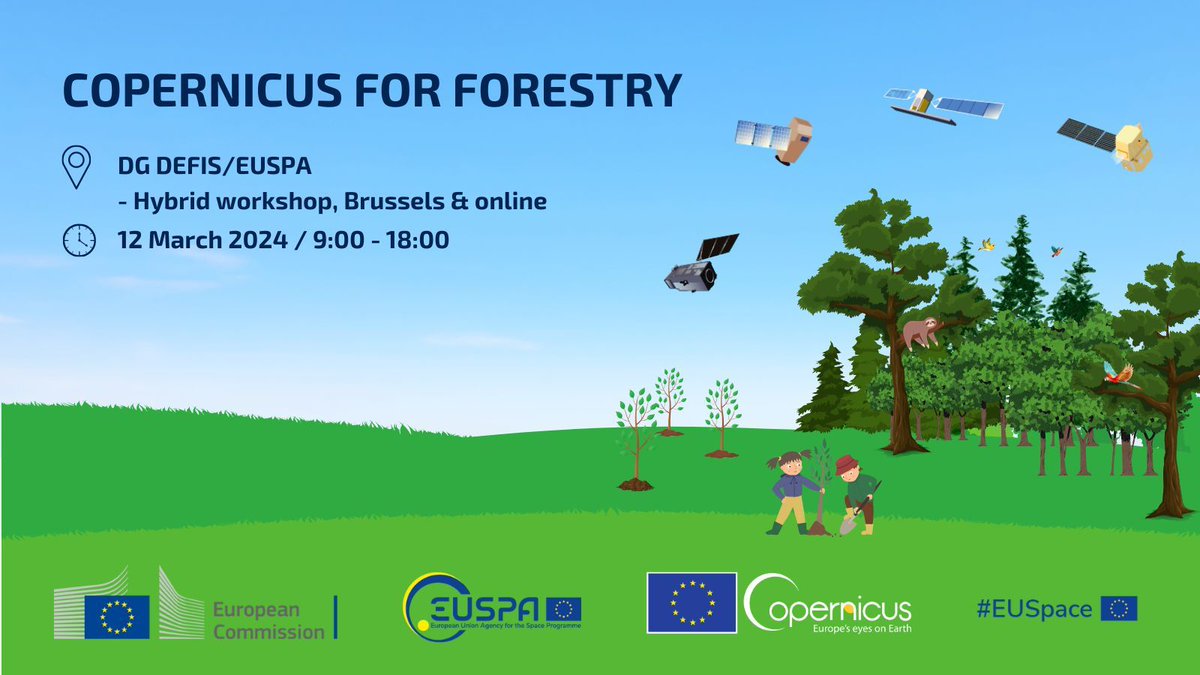 #DYK that @CopernicusLand supports decision-makers with products dedicated to #EUForests? 🗣️Participate in the upcoming 'Copernicus for Forestry' workshop organised by @defis_eu and @EU4Space 🌍 🗓️ 12 March 📍 Brussels & Online Register at👇 copernicus.eu/en/events/even…