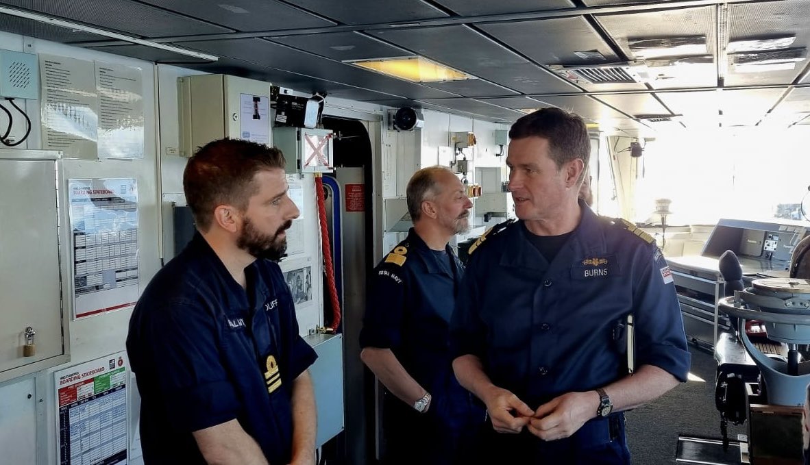 Good to visit the @RoyalNavy team in Gibraltar that supports our deployments so effectively, congratulate the ship’s company of @hmsdiamond on their operational successes & see our people in @HMS_Medway as they approach a return to operations.