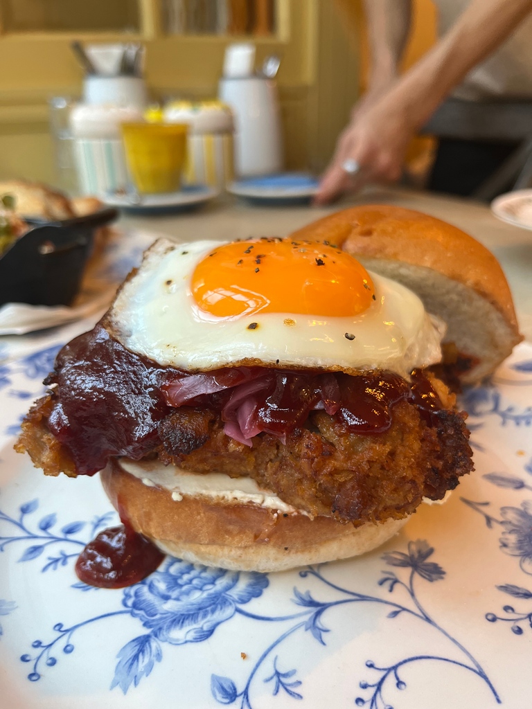 Buttermilk fried chicken, scotch bonnet jams, cream cheese and fried egg, what else do you need for *the* perfect Chicken Sandwich 🤤🤤