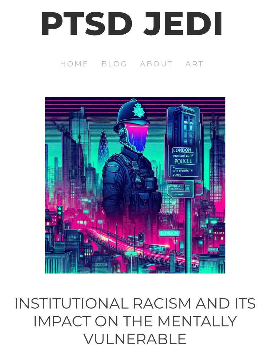 New Post - Institutional Racism and its impact on the mentally vulnerable “Instead of receiving appropriate #mentalhealth care, many find themselves navigating the criminal justice system…” #InstitutionalRacism #Police #NHS #AMHP #HealthEquity #Equity ptsdjedi.com/blog-posts/ins…