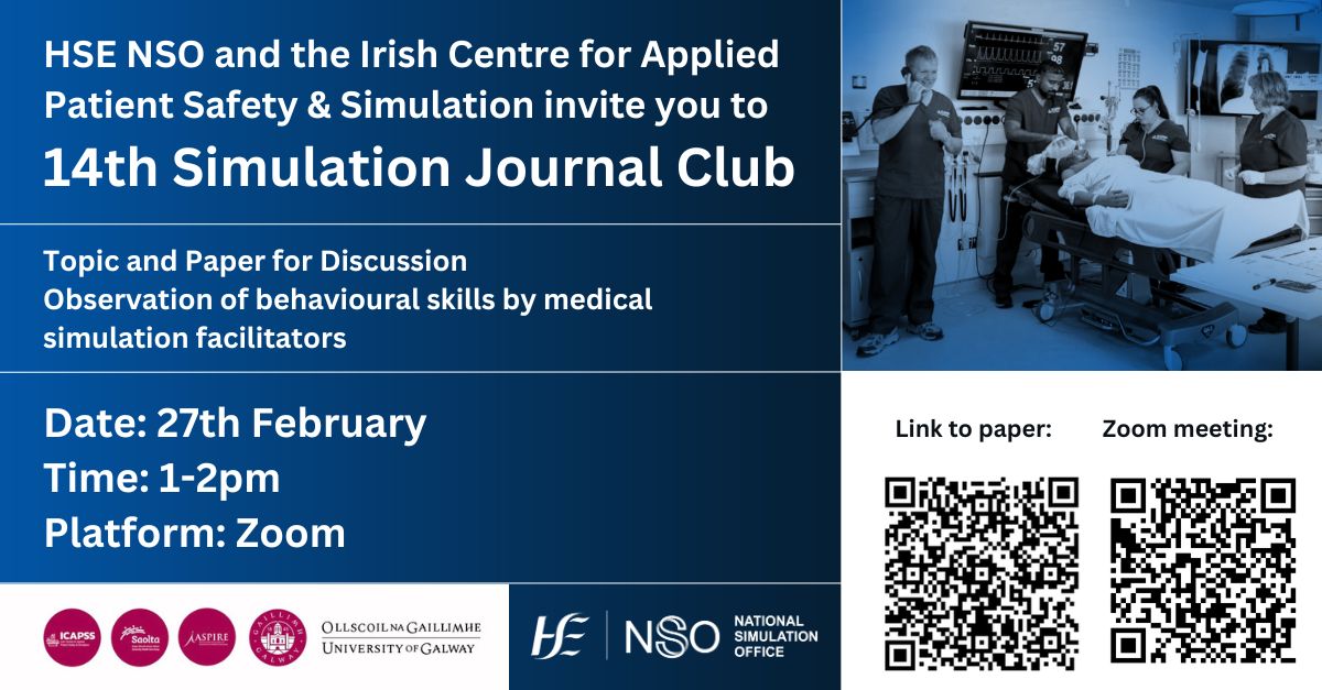 Wrapping up Friday with a reminder to join our Simulation Journal Club discussion on 27th of February, Tuesday at 1 pm. Details ⬇ 📅 Date: February 27th 🕐 Time: 1 pm - 2 pm 📍 Platform: Zoom 🔗 Link: universityofgalway-ie.zoom.us/j/94743000818#… #journalclub #discussion #simulation