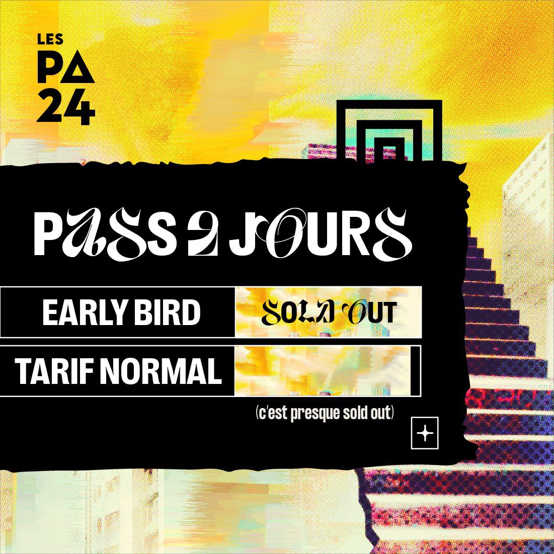 Bon ceux qui suivent pas les infos, on le dit ici : les Pass 2 jours sont presque sold out‼️Serait temps de s'activer si t'attends encore, à tout moment il y en a plus (du tout ever!) 🥴