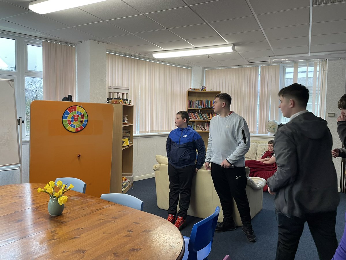 When our Friday walking group get caught in a downpour of 🌧️ we head back indoors for some target practice 🎯🎯 @Kilwinning_Acad