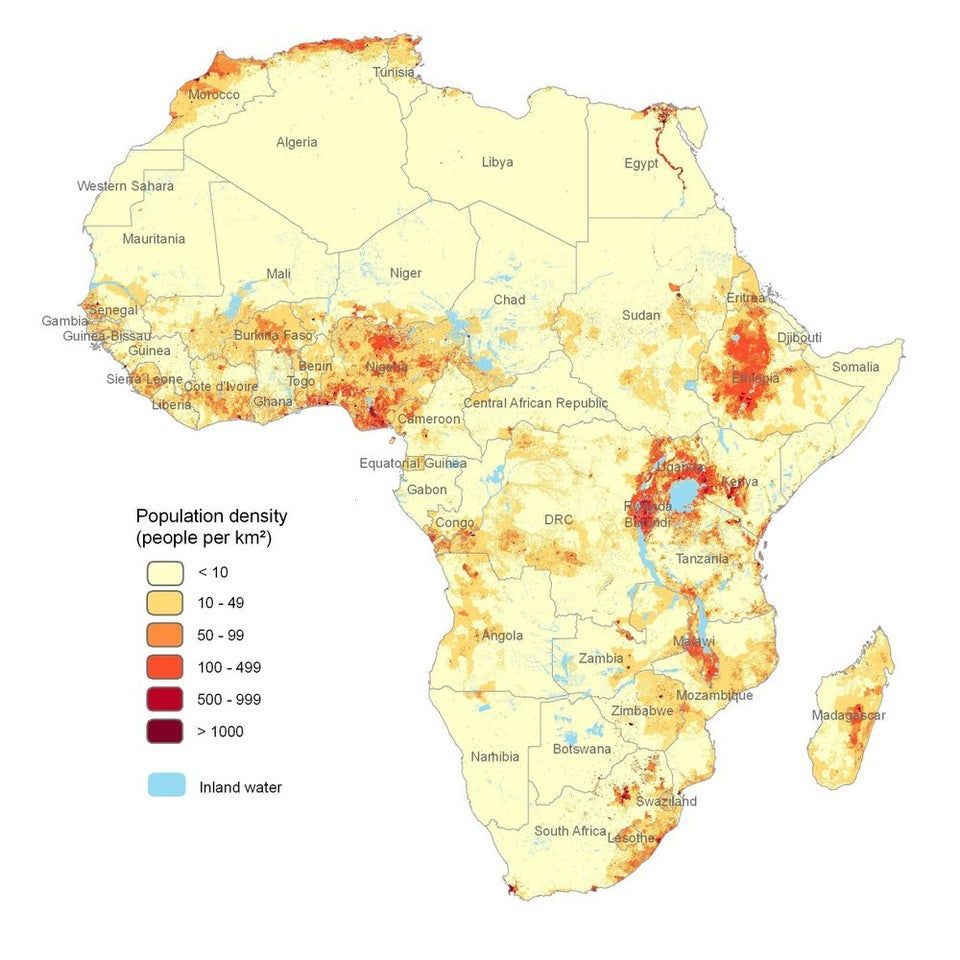 Map shows population density across the African continent. The importance of water is pretty obvious here. Source: buff.ly/3uz7dcP