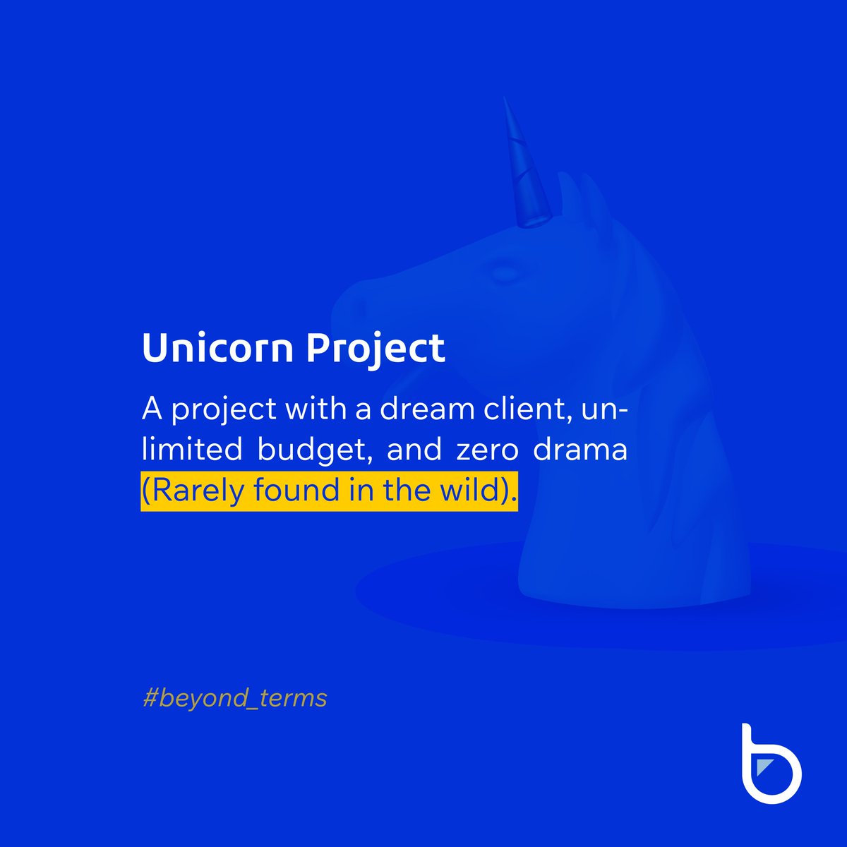 beyondcompanysa's tweet image. Consultant Slang Series✨
In the realm of consultancy, a Unicorn Project is a rare gem. Dream clients, limitless budgets, and a drama-free journey, Amen🙏🏻
#we_go_beyond #UnicornProject