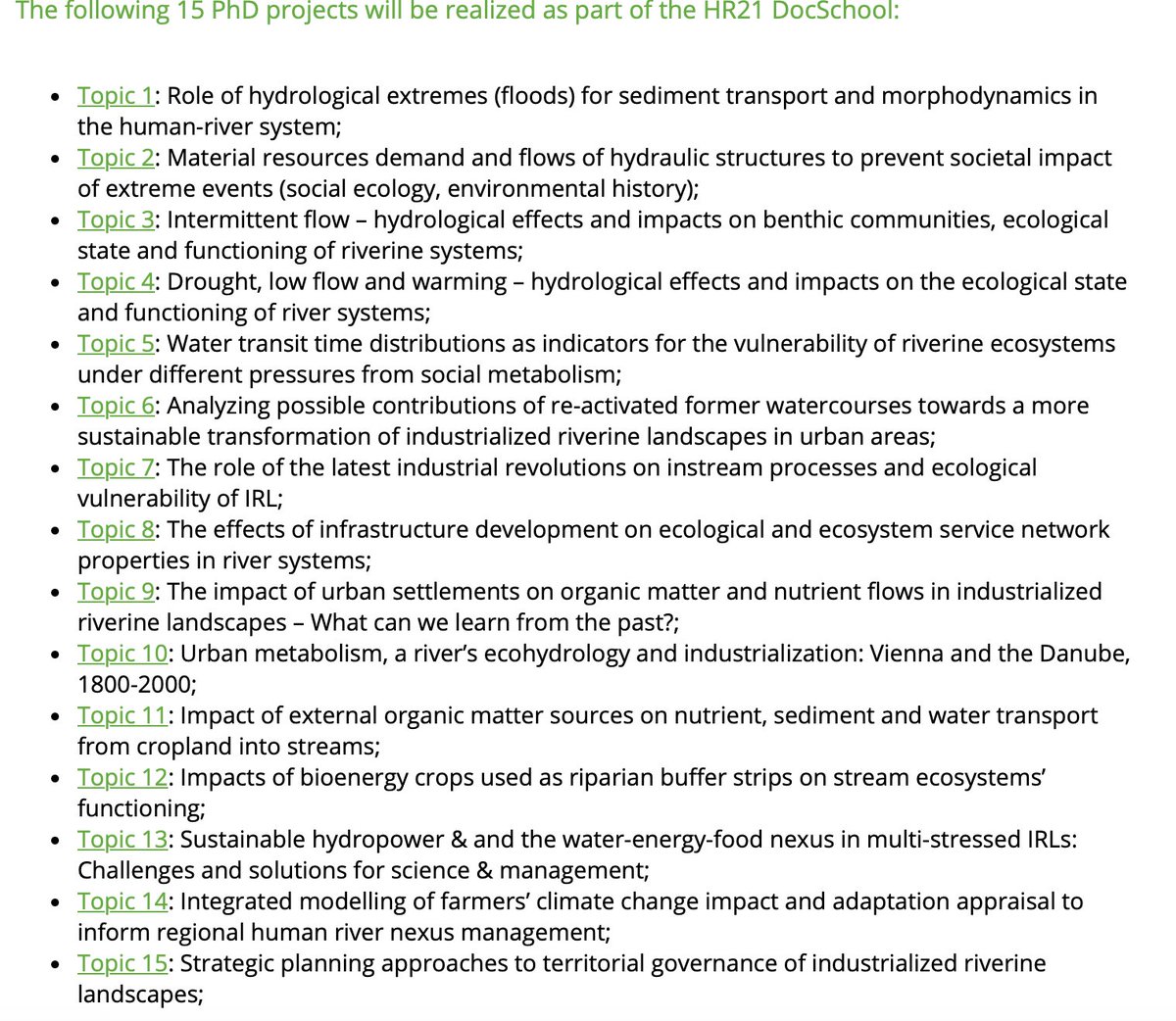 Rafaela Schinegger (@rschinegger) on Twitter photo Please share widely! <a href="/BOKUvienna/">BOKU University</a> offers 15 PhD Positions in the new <a href="/FWF_at/">FWF</a> Program “Industrialized Riverine Landscapes” (IRL) in the Frame of the HR21 doctoral school.
<a href="/BOKU_IHG/">BOKU_IHG</a> <a href="/BOKU_SEC/">Institute of Social Ecology Vienna</a> <a href="/SoPhy_BOKU/">SoPhy BOKU</a> et al.
More info here:
alumni.boku.wien/goto/inserat/1… Please share widely! <a href="/BOKUvienna/">BOKU University</a> offers 15 PhD Positions in the new <a href="/FWF_at/">FWF</a> Program “Industrialized Riverine Landscapes” (IRL) in the Frame of the HR21 doctoral school.
<a href="/BOKU_IHG/">BOKU_IHG</a> <a href="/BOKU_SEC/">Institute of Social Ecology Vienna</a> <a href="/SoPhy_BOKU/">SoPhy BOKU</a> et al.
More info here:
alumni.boku.wien/goto/inserat/1…