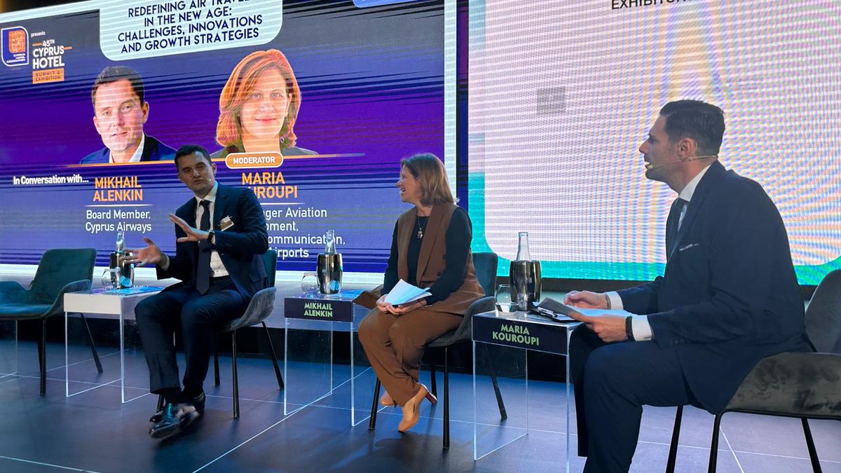 Redefining Air Travel in the New Age: Challenges, Innovations and Growth Strategies In Conversation with Mikhail Alenkin, Board Member, Cyprus Airways & Maria Kouroupi, Senior Manager Aviation Development, Marketing and Communication, HERMES Airports @CyprusAeropolis