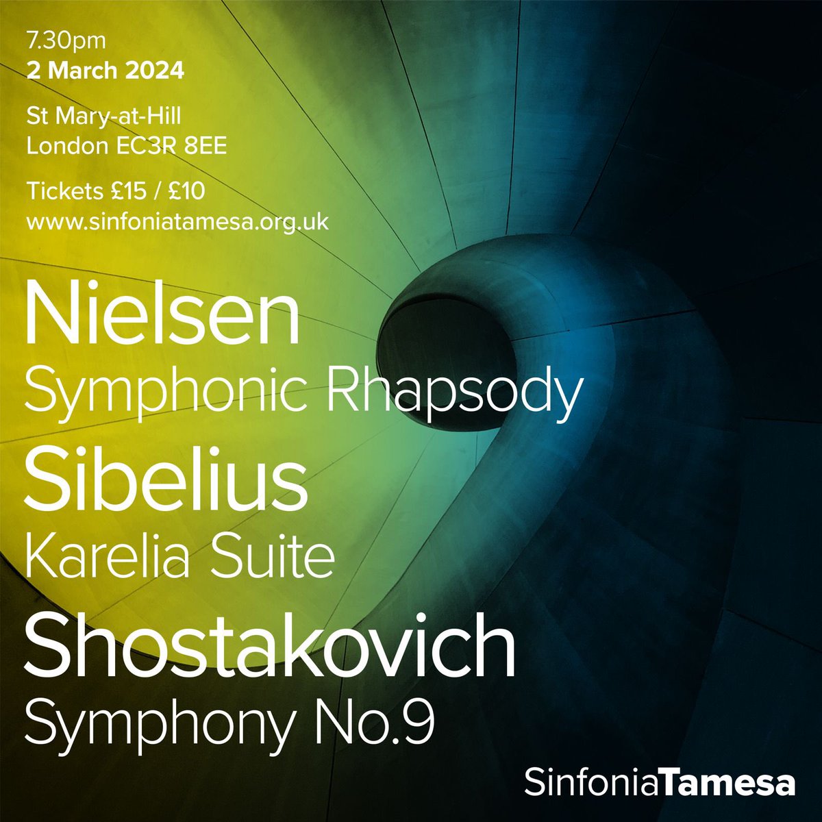 SinfoniaTamesa's tweet photo. Sinfonia Tamesa concert, Saturday 2nd March. Please join us for this great programme!
#sinfoniatamesa #orchestra #concert #shostakovich https://t.co/Yb4yXiPtn9