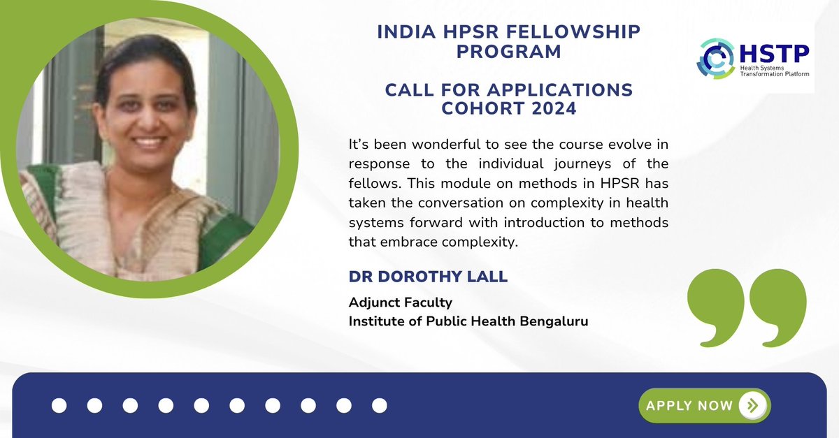 Be a part of the course that has changed the way 58 mid-career public health researchers look at addressing health issues in India. Apply now to the @HPSRIndia Fellowship Program at bit.ly/ApplyForCohort… #Fellowship #Cohort2024 #ApplyNow #PublicHealth #FacultySpeak