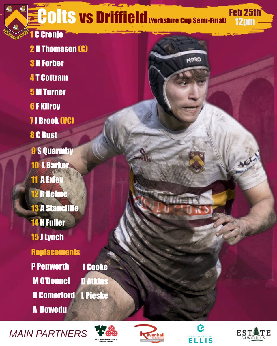🚨Team Line-Up Announcements!

📍It’s a MASSIVE weekend at Lockwood Park
🏉 The First Team play <a href="/fylderugby/">Fylde Rugby</a> on Saturday at 2pm
🏆 The Colts face <a href="/Driffrugby/">Driffield RUFC</a> in the Yorkshire Cup Semi-Final on Sunday at 12pm

👏Support the lads and stay for the six nations  at the bar
#HRUFC #UTF