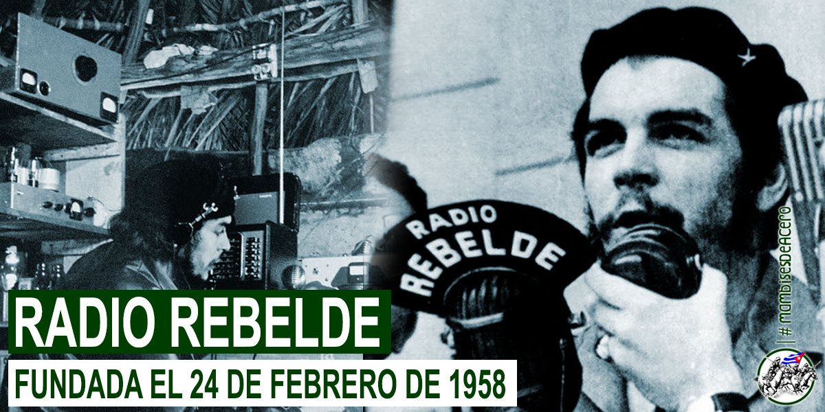 La trascendencia histórica de la salida al aire de #RadioRebelde el 24 de febrero de 1958, dió la posibilidad de transmitir el mensaje de la revolución cubana, que se conociera la verdad y la presencia del ejército rebelde en la Sierra Maestra