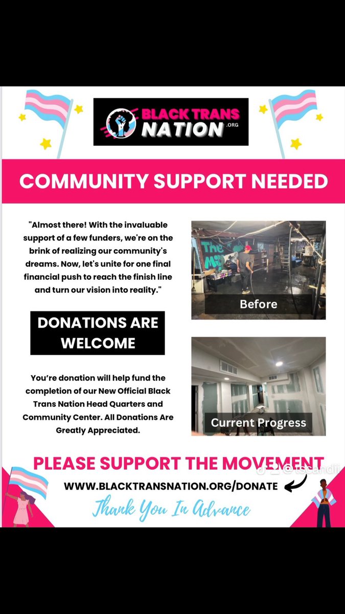 “Closer than ever to our community’s aspirations, thanks to the invaluable support of our funders. Now, with one final push, we’ll bridge the gap between progress and achievement, turning our shared vision into lasting impact.”

#BlackTransPride
 #TransBlackExcellence
