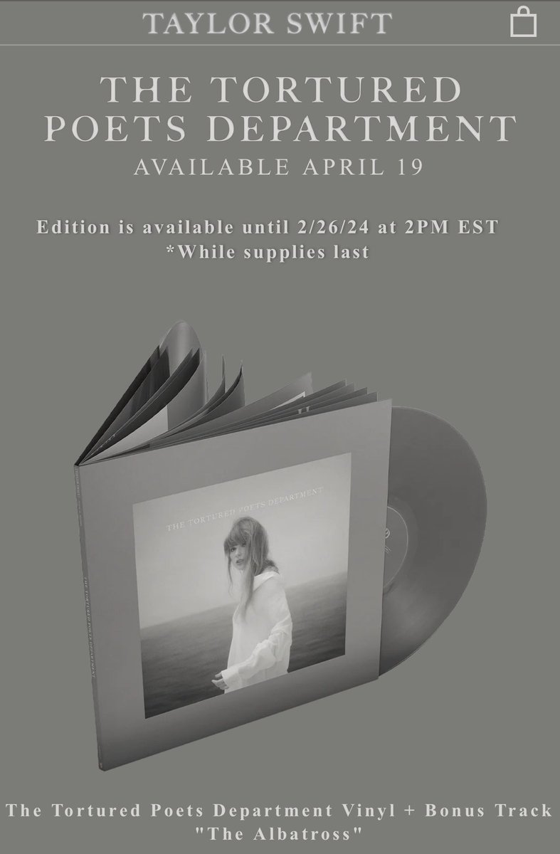 AngelineLayet's tweet image. Nouvelle annonce en direct sur Instagram de Taylor Swift : une nouvelle édition spéciale - The Albatross 🪽🤍 #thetorturedpoetsdepartment