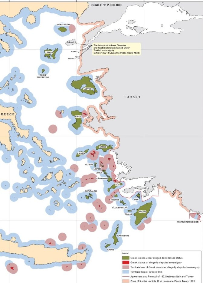 Euliberty's tweet photo. Turks need to understand that the ownership of any territory they have in the Aegean is limited to 3 miles unless mentioned like Imbros. There are no grey zones no disputed territory everything is very well determined in the treaties signed the faster they accept it the better. https://t.co/jWiPq2KHkJ
