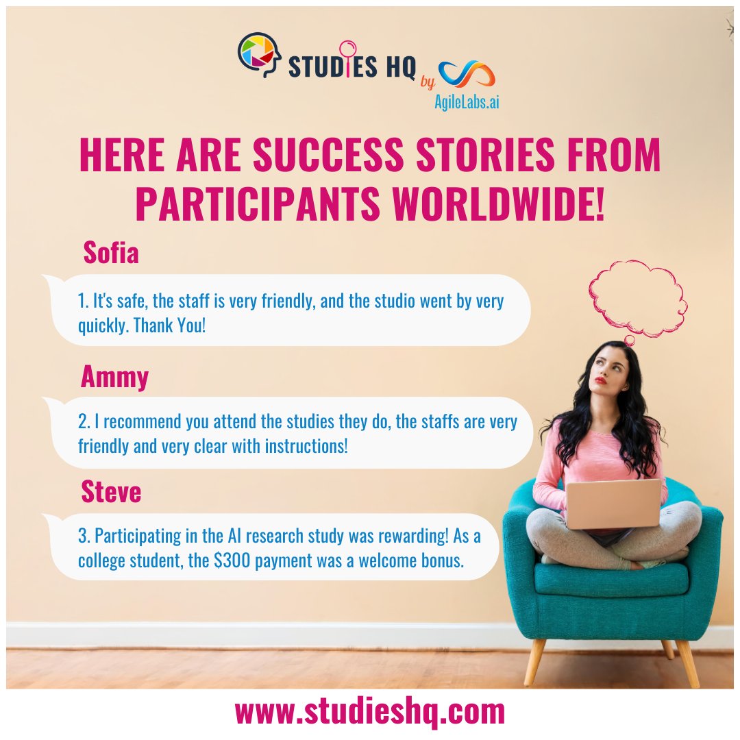 StudiesHQ's tweet photo. Prioritizing trust and respect, we invite you to participate in our paid research studies!
 Explore opportunities and get involved at StudiesHQ https://t.co/cURqP4qngt #PaidResearch #ResearchStudies #EarnMoneyNow #NewTechnology #FocusGroups https://t.co/P2dovQKAAN