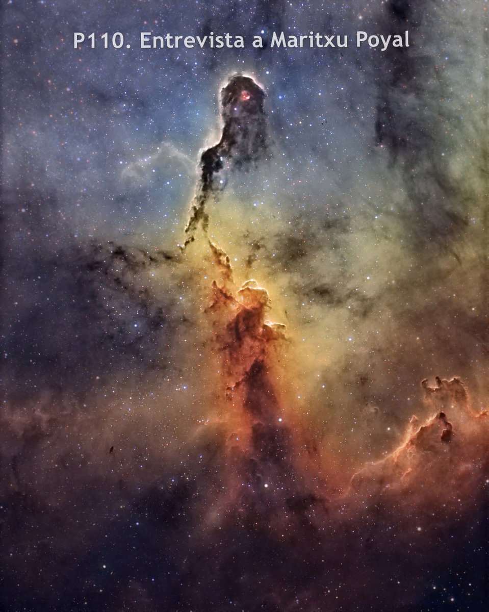 Nuevo episodio del podcast con la vital Maritxu Poyal, sabremos cómo vive la #astrofotografia , cómo procesa sus fotos y algunos consejos muy útiles. La foto que acompaña el post es la nebulosa de la trompa de elefante, una colaboración a seis manos. #astronomia #fotografia