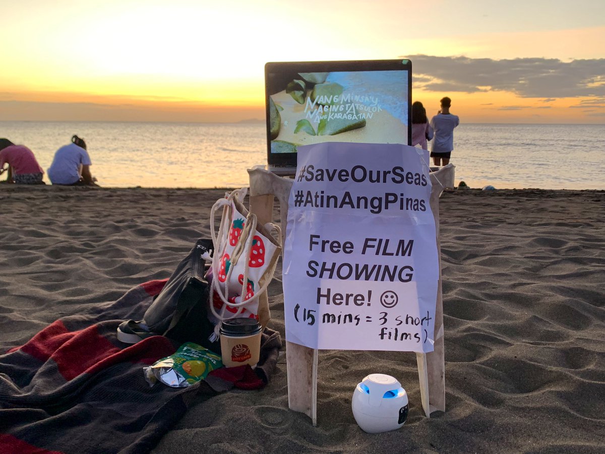 Beachside Film Showing! Today, I screened 3 of my college films about coastal rights at Nasugbu beach for free! It was a fun experience to bring cinema outside the corners of capitalist movie theaters, and to converse with kids and locals! #SaveOurSeas #AtinAngPinas ✊