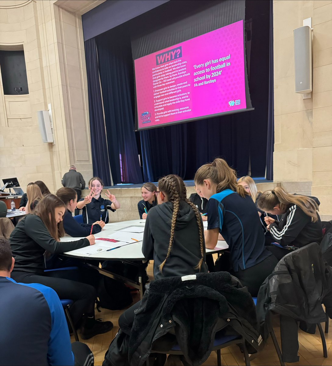 MedenSchool's tweet photo. Y9 girls are visiting the University of Nottingham  for a Let Girls Play Football Leadership Day. This morning they were having a theory session &amp; a practical session later after lunch.  A great opportunity to raise the profile of girls football.
#aspiration #excellence #achieve https://t.co/tp6g9R1UFT