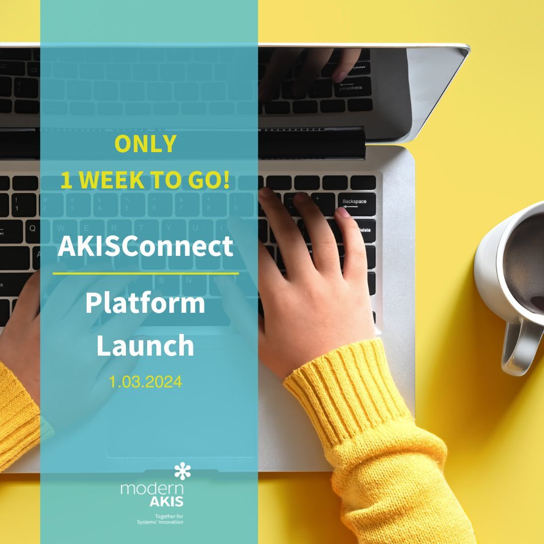 One week to go until the launch of the #AKISConnect platform! Stay tuned for exclusive access to resources and networking opportunities! 🌾 
 
#modernAKIS ##ATTRACTISS #AKISConnect #KnowledgeFlow #EuropeanAKIS #AgriculturalInnovation #CountdownBegins