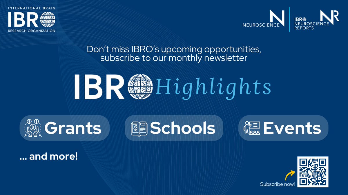 Did you receive the last Highlights, IBRO’s monthly newsletter? If not, subscribe NOW to stay up-to-date with our #grants and #training opportunities, news, events and more! 

Subscribe 👉 ow.ly/s30Z50Qxfoj