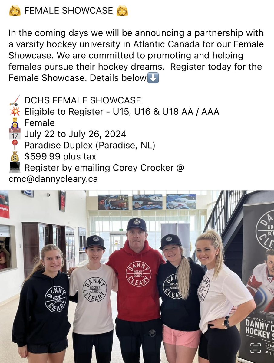 dchockeyschool's tweet photo. 👩 FEMALE SHOWCASE 👩

In the coming days we will be announcing a partnership with a varsity hockey university team in Atlantic Canada for our Female Showcase. We are committed to promoting and helping females pursue their hockey dreams.  Register today for the Female Showcase. https://t.co/GRFFeDCk8j