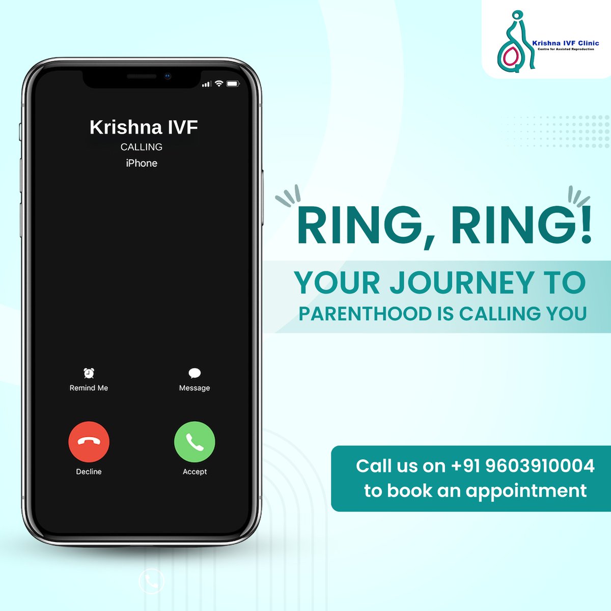 Your journey to parenthood is calling, and with IVF. Let's embark together on the path to new beginnings, turning dreams into reality.

To book an appointment today call us on +91 9603910004

#krishnaivf #Ivf #ivfcentre #fertility #ivfhospital #family #ivfsuccess #parents