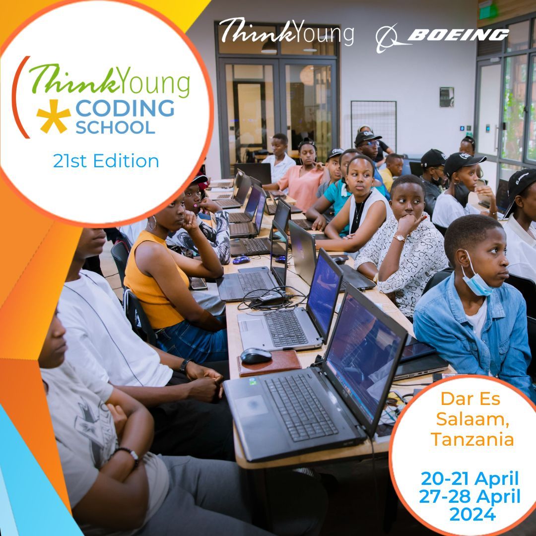 After 20 successful edition of #ThinkYoungCodingSchool in partnership with @Boeing we are coming to Dar es Saalam, Tanzania🇹🇿 📌April 20 - 21 📌April 27 - 28 💻More than 60 teenagers will learn #coding and gain #STEM skills! 📢Check out more: buff.ly/3GGPf16